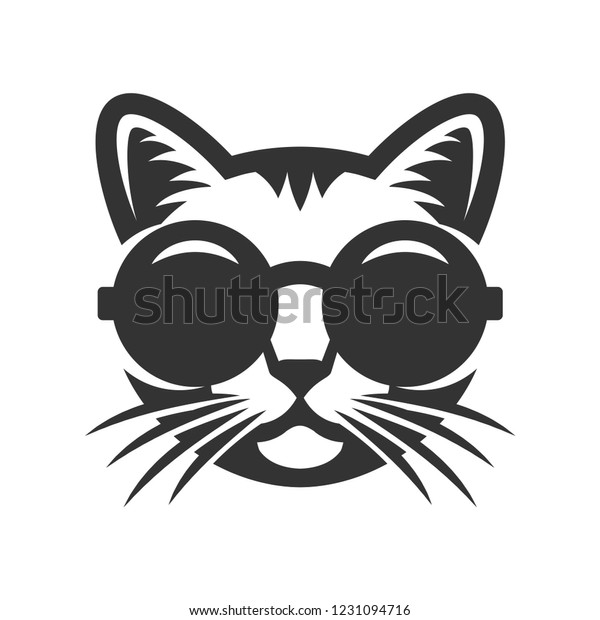 丸いサングラスをかけた猫のアイコン のベクター画像素材 ロイヤリティフリー