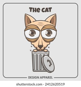 Cat in the Rubbish Bin T Shirt Printing Design Apparel