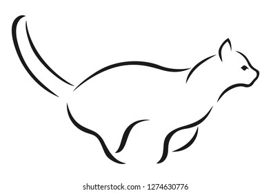 Cat run line brush design vector