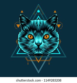 Cat Sacred Geometry Illustration