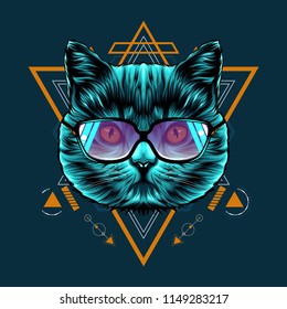 Cat Sacred Geometry Illustration