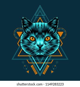 Cat Sacred Geometry Illustration
