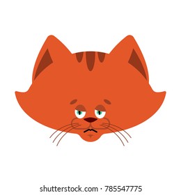 Cat sad emoji. Pet sorrowful emotions. kitty dull. Vector illustration