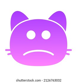 cara triste de gato Diseño de iconos de gradiente de glifo