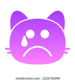 cat sadness Glyph Gradient icon design