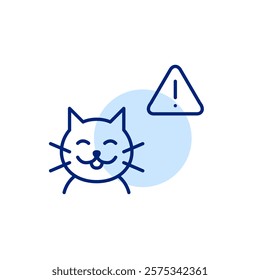 Cat safety and well-being warning. Pet health risks alerts. Pixel perfect, editable stroke icon 