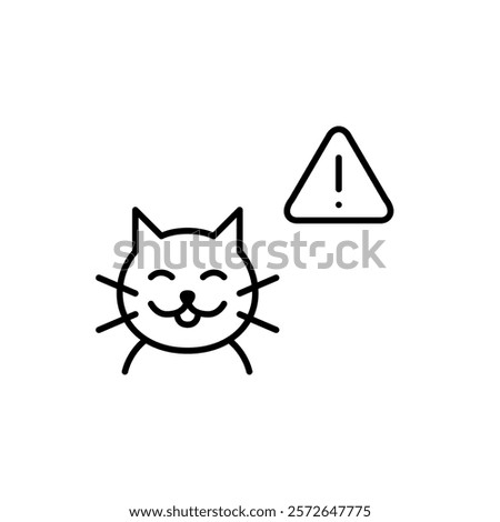 Cat safety and well-being warning. Pet health risks alerts. Pixel perfect vector icon 