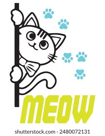 cat said meow t-shirt design