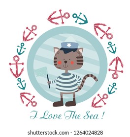 cat sailor print children