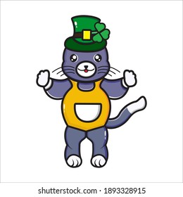 A cat with the Saint Patrick' hat vector design eps 10