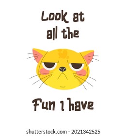cat sakrasmus fun fun kitten grumpy wo cropped design vector illustration for use in design and print wall art poster canvas