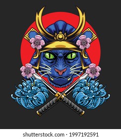 Katzen-Samurai-Illustration für Ihr individuelles Projekt verfügbar