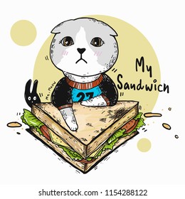 Cat And Sandwich