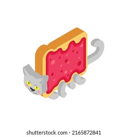 Cat sandwich with jam isolated. edible pet Vector illustration