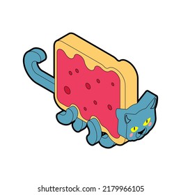 Cat sandwich with jam isolated. edible pet Vector illustration