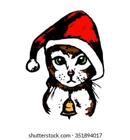 Cat in Santa Claus hat