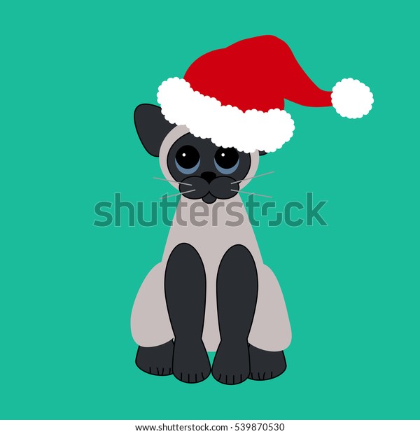 Cat Santa Claus Hat Christmas Decoration Stock Vector Royalty