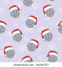 cat in the Santa hat,cat pattern,