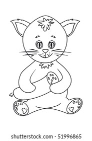 cat with sausage, contour