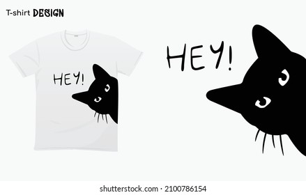 "Cat say hey funny" - Funny Cat looking out of the corner - Cat face that spy on you funny,  For stickers, t-shirts,mugs, etc. Eps 10