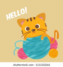 Cat saying hello illustration