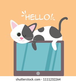 Cat saying hello illustration