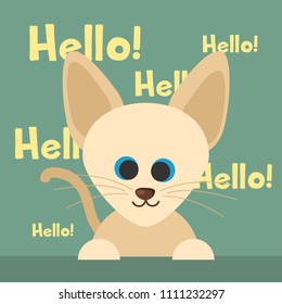 Cat saying hello illustration