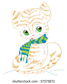 Cat with scarf contour