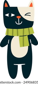Ilustración vectorial De Gato Con Bufanda
