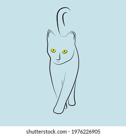 Cat scetch kitten vector flat
