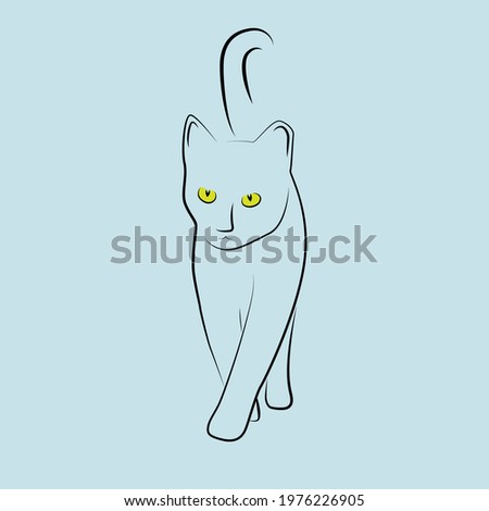 Cat scetch kitten vector flat