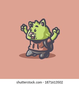 Cat with school stuff illustration