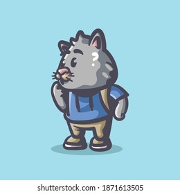 Cat with school stuff illustration