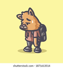 Gato con ilustración de material escolar