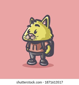 Cat with school stuff illustration