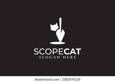 cat with scope shape ,modern logo design template