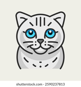 Cat Scottish Fold Breed vector flat cartoon illustration