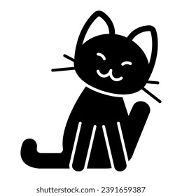 Oreja de arañazos de gato con icono sólido de garras traseras, concepto de animales divertidos, gatito levanta el signo del vector de la pata trasera sobre fondo blanco, icono de estilo de glifo para concepto móvil y diseño web. Gráficos vectoriales