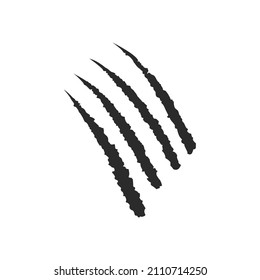 Cat scratch on a white background. Mark of the four claws of the animal. Fun design element. Vector illustration.