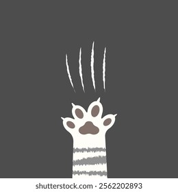 Cat scratch. Pets or wild animal claw marks isolated on dark background. Lion or tiger scratch marks. Vector Cartoon cat foot print. Wild beast paw marks with sharp fissures texture.