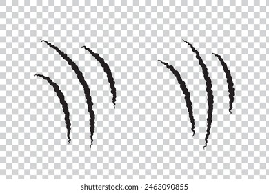 Cat scratch set. Mark of the three claws of the animal. Fun design element. Flat design. Vector illustration.
