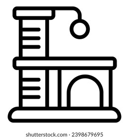 Cat scratcher post house icon outline vector. Playing amusement kitten accessory. Climber and scratcher tower