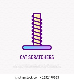 Cat scratcher thin line icon. Modern vector illustration for pet shop.