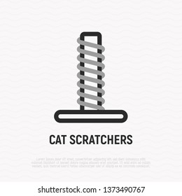 Cat scratcher thin line icon. Modern vector illustration for pet shop.