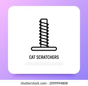 Cat scratcher thin line icon. Modern vector illustration for pet shop.