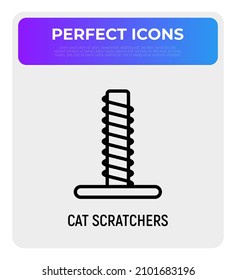 Cat scratcher thin line icon. Modern vector illustration for pet shop.