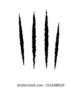 Cat scratches. Black claws animal scratch, Torn paper. Cat claws trace. Vector illustration on black background