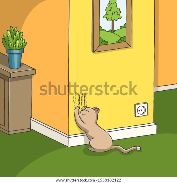 Cat Scratches Wall Hand Drawn Vector Stock Vector (Royalty Free) 1558182122 Shutterstock