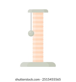 Cat scratching post in cartoon style on a white isolated background. Useful toy for pets.