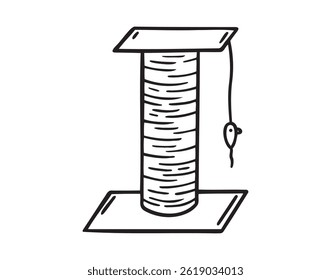 cat scratching post doodle hand drawn icon. Outline drawing cat scratching post line clipart symbol. Vector illustration